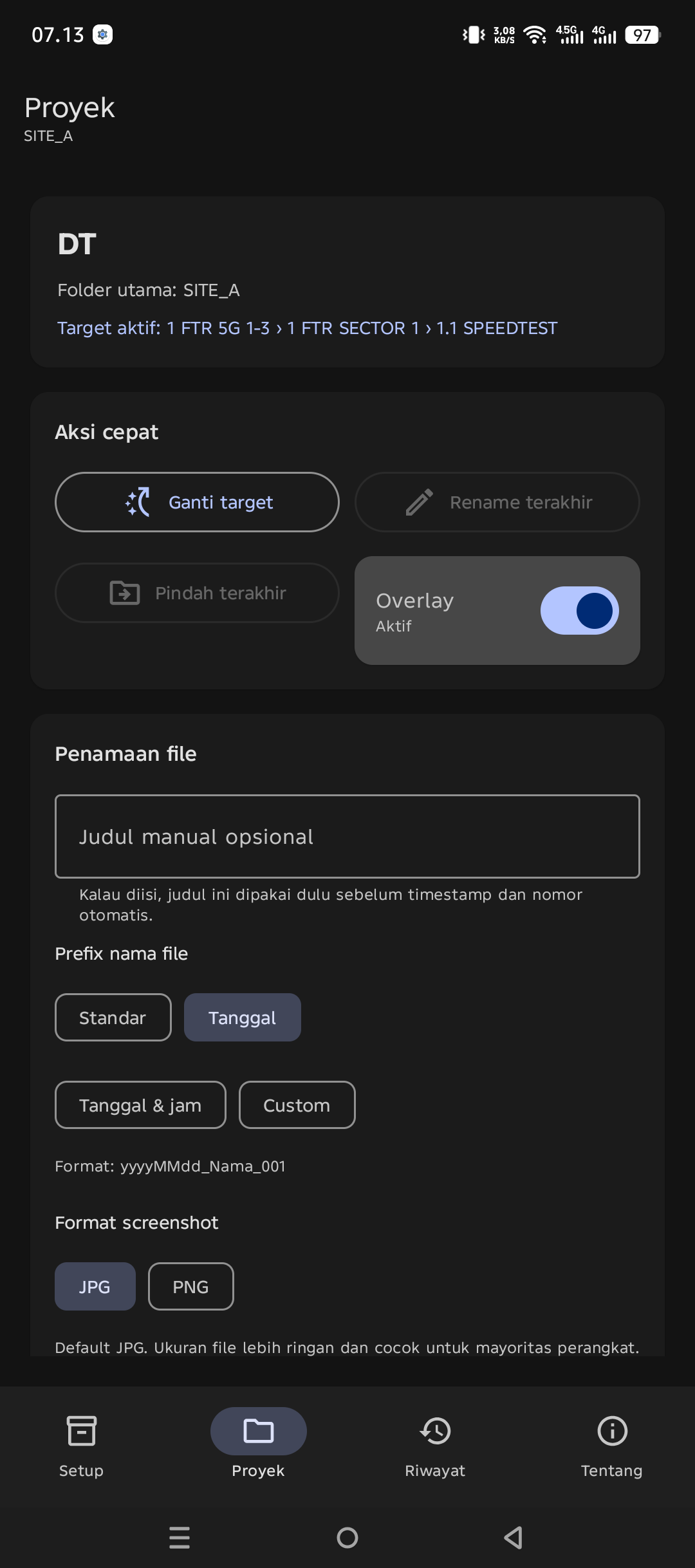 Tampilan proyek CaptureFlow